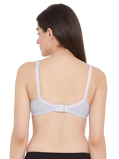 Women’s Light Grey Cotton-Spandex Wire-Free Everyday Bra – Clovia Non-Padded Fit